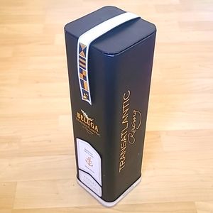 Beluga Transatlantic Russian Vodka Empty Navy Blue Box 4"×4"×14"